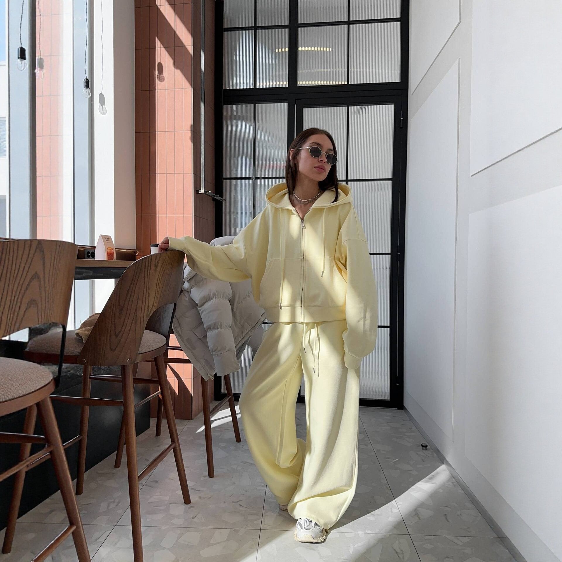 Modest Hoodie Tracksuit – Wide-Leg Sweatpants Two-Piece Set