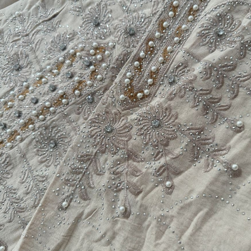 Embroidered Beaded Abaya Dress | Rhinestone-Embellished Modest Maxi Gown(MA476)