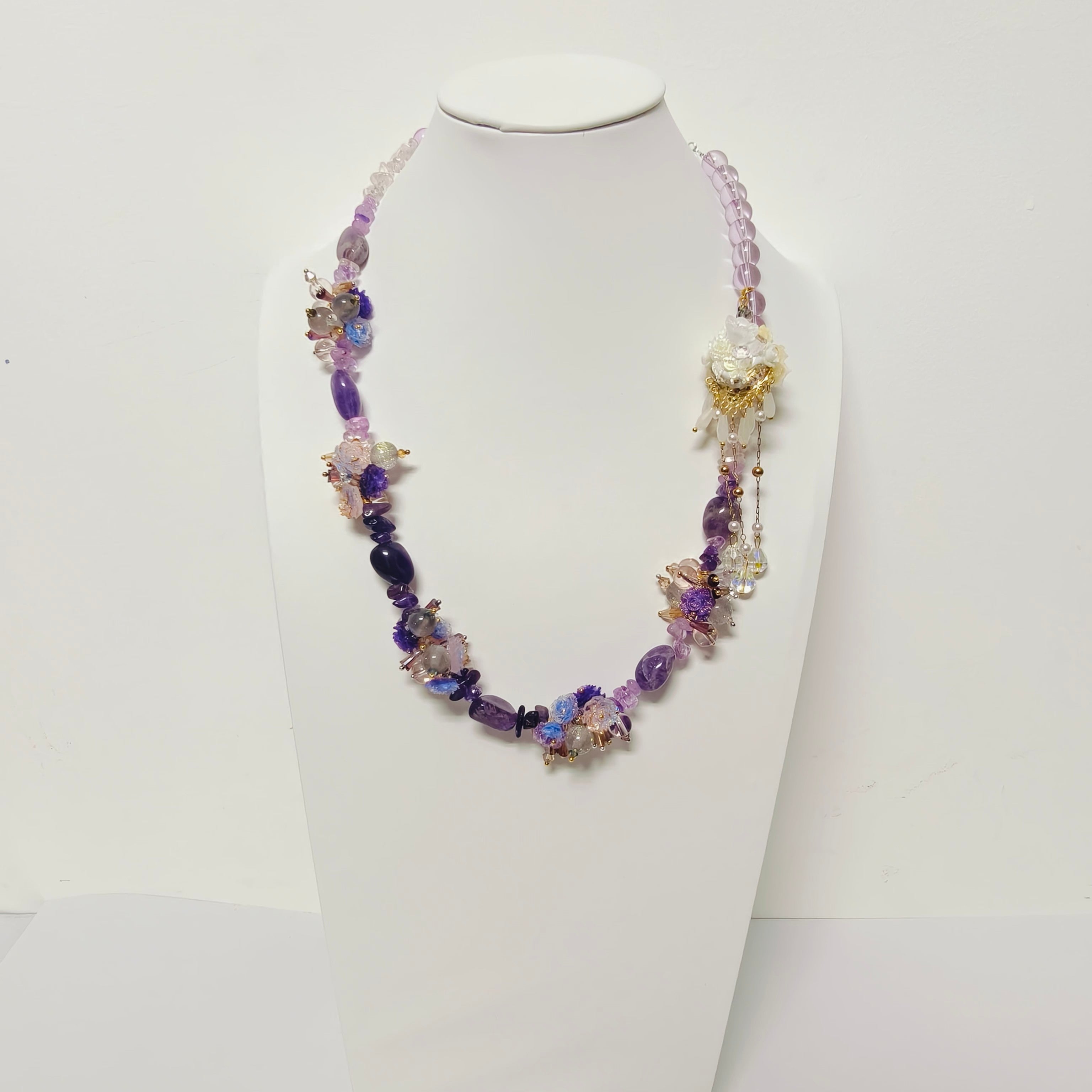 Handmade Premium Crystal Necklace |  Artisan Woven Jewelry with Alloy Accents  | Elegant Sparkling Statement Necklace for Women (MAC345)