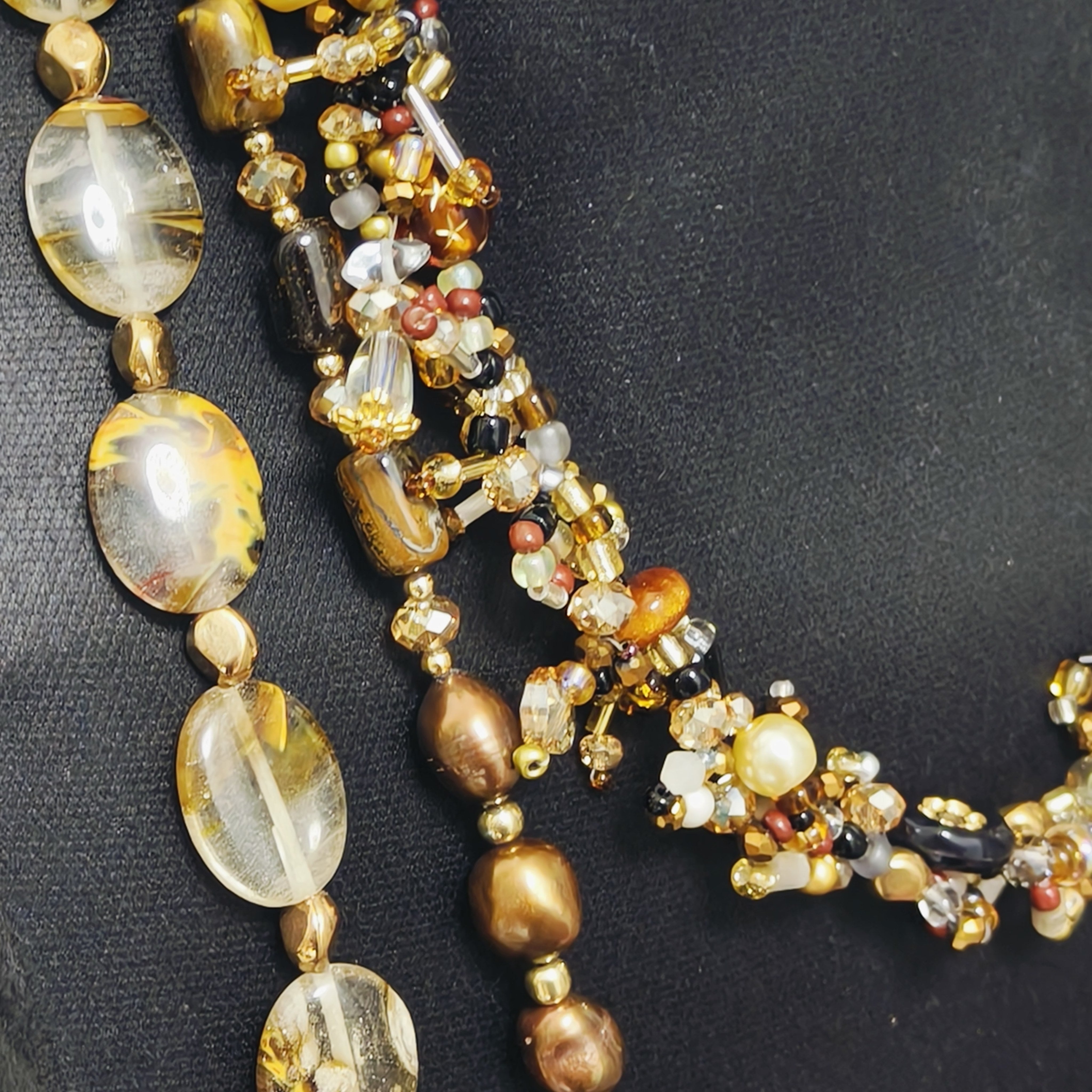 Handmade Premium Crystal Necklace |  Artisan Woven Jewelry with Alloy Accents  | Elegant Sparkling Statement Necklace for Women (MAC344)