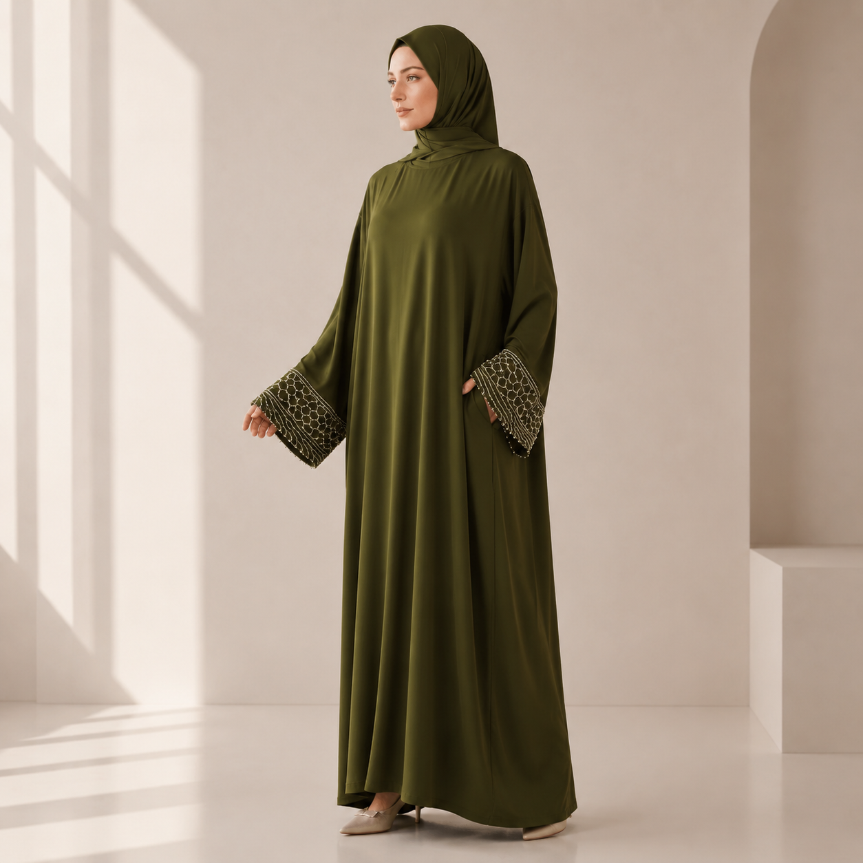Archive Piece Portable Pocket Headscarf Dress Abaya - MP042 (Size Free Size Only)