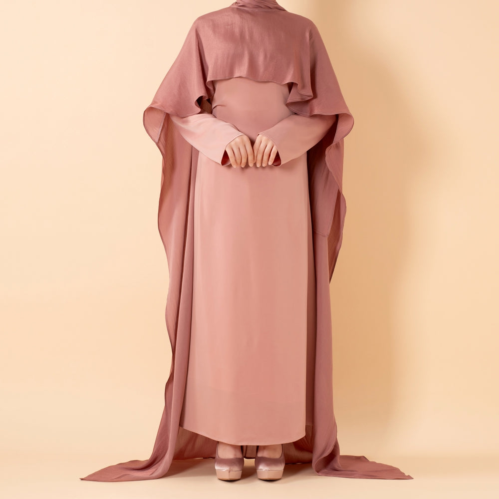 Premium Modest Luxury Organza Cape A-Line Maxi Dress Abaya(MA300)