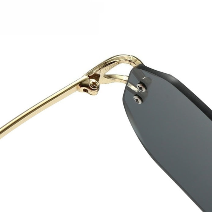 Vintage Rimless Cut Edge Sunglasses - Frameless Polygon Statement Piece (MAC266)
