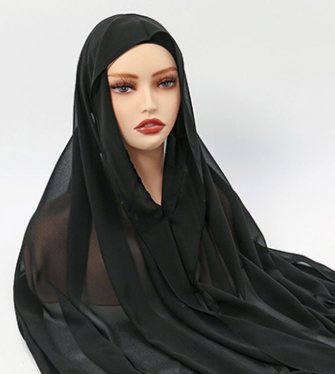 Magnetic Chiffon Instant Hijab | Easy-Wear Square Scarf with Anti-Slip Magnetic Closure(MH152)