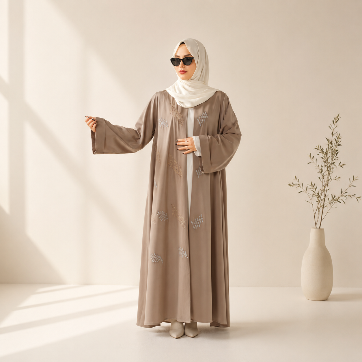 Archive Piece 3D Embroidery Abaya With Geometric Beads - MP004 (Size M Only)