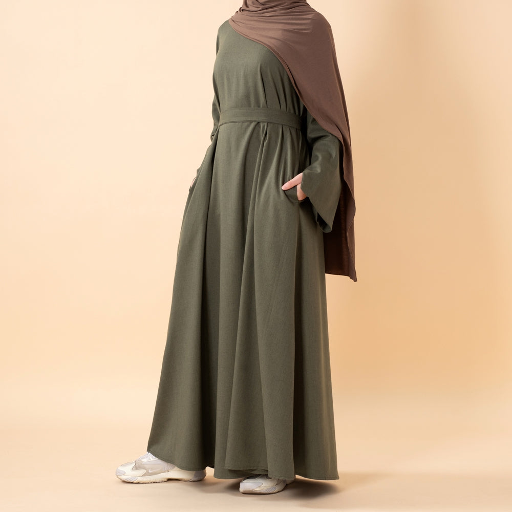 Premium Linen Effect Pullover Abaya with Pockets (MA341)