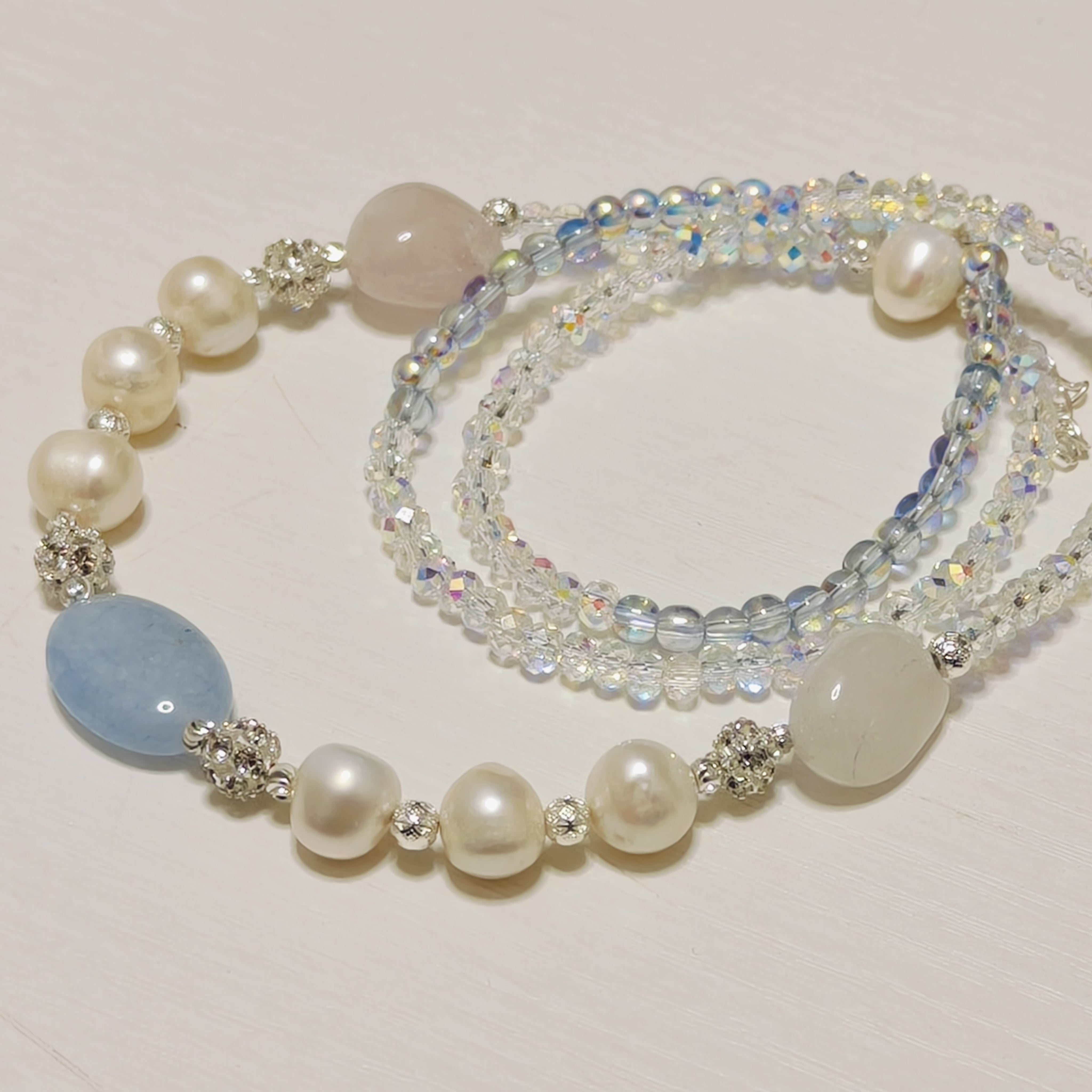 Handmade Premium Crystal Necklace |  Artisan Woven Jewelry with Alloy Accents  | Elegant Sparkling Statement Necklace for Women (MAC344)