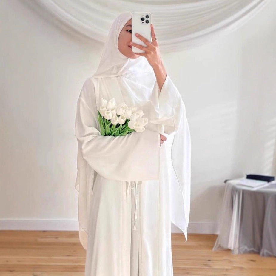 2 - Piece Satin Open Abaya Set(MOA317) - Mariam's Collection