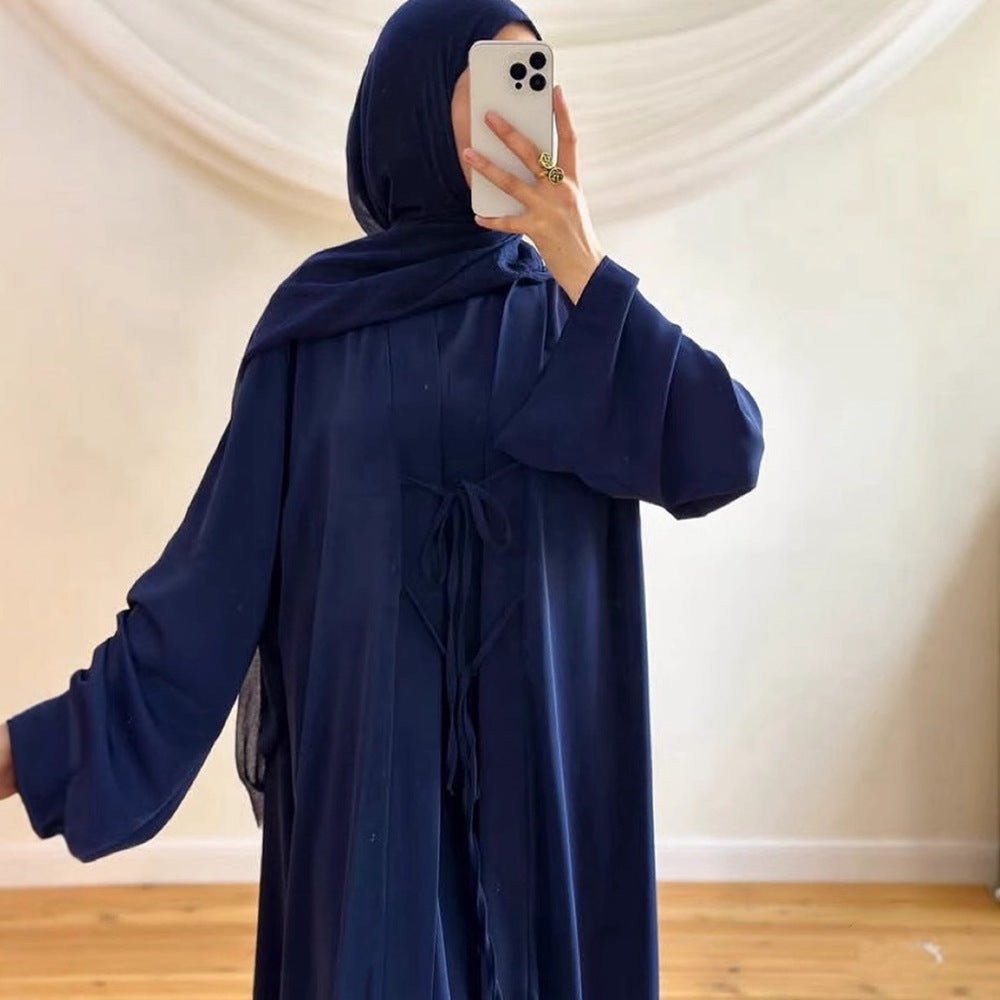 2 - Piece Satin Open Abaya Set(MOA317) - Mariam's Collection