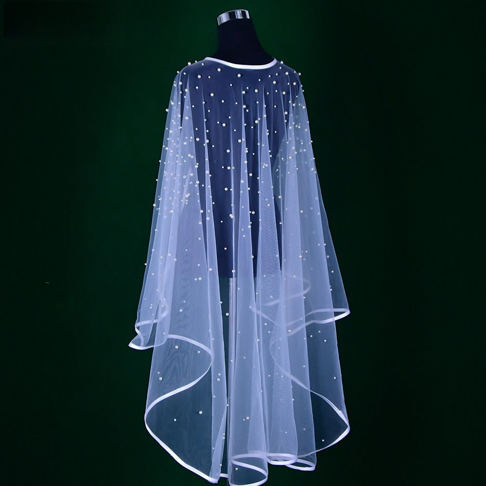 Pearl Embellished Bridal Cape(MAC374)