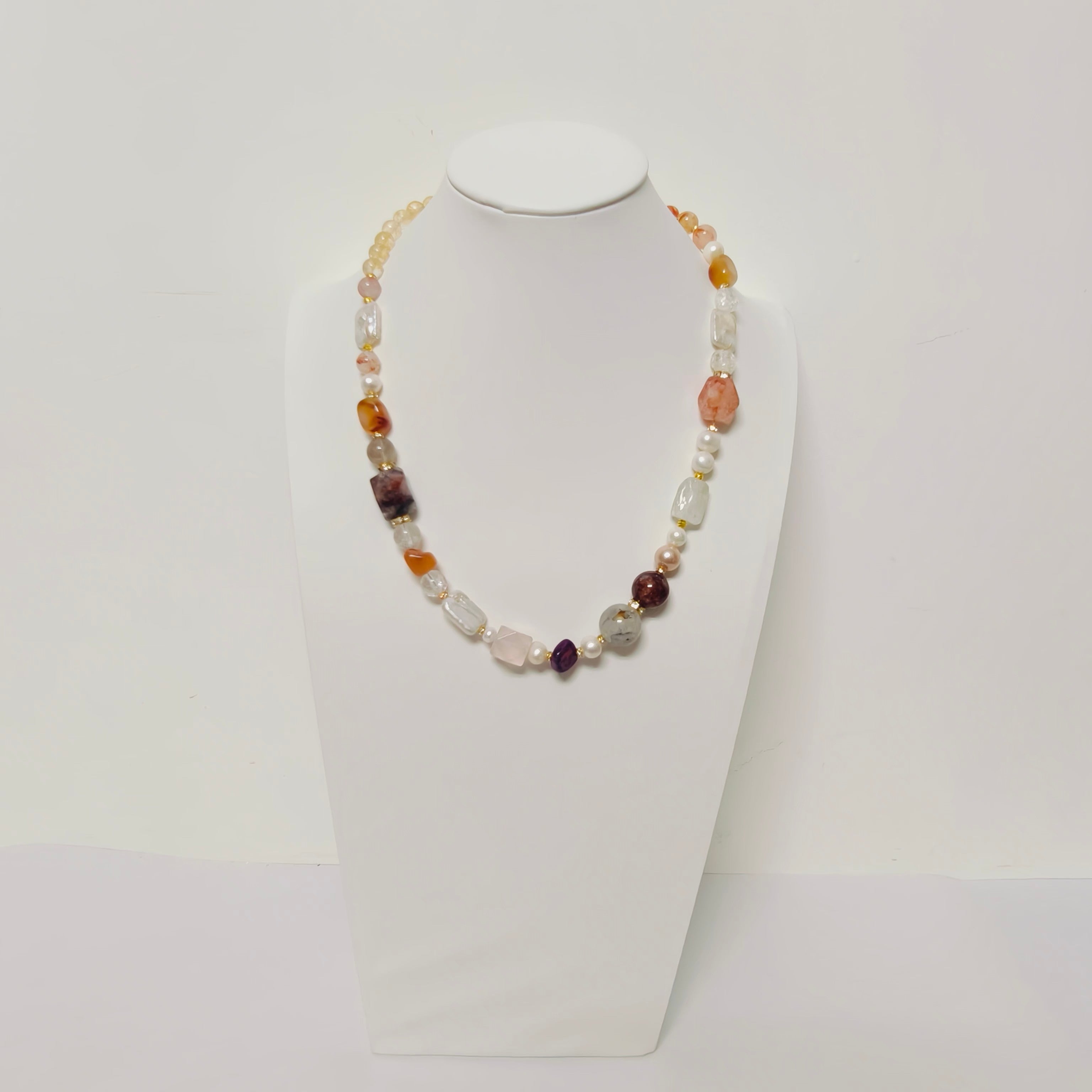 Handmade Premium Crystal Necklace |  Artisan Woven Jewelry with Alloy Accents  | Elegant Sparkling Statement Necklace for Women (MAC345)