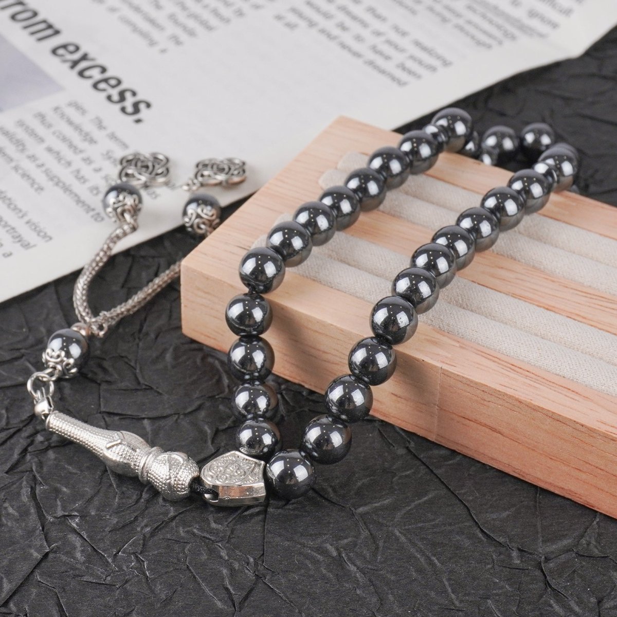 33 Bead Black Obsidian Tasbeeh(MR084) - Mariam's Collection