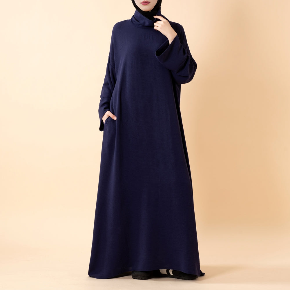 Everyday Crepe Turtleneck Abaya – Relaxed Fit for All Seasons(MA384)