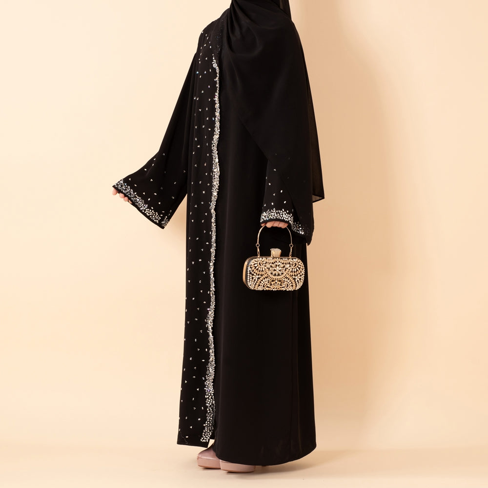 Luxury Black Starry Diamond Abaya  (MOA240)