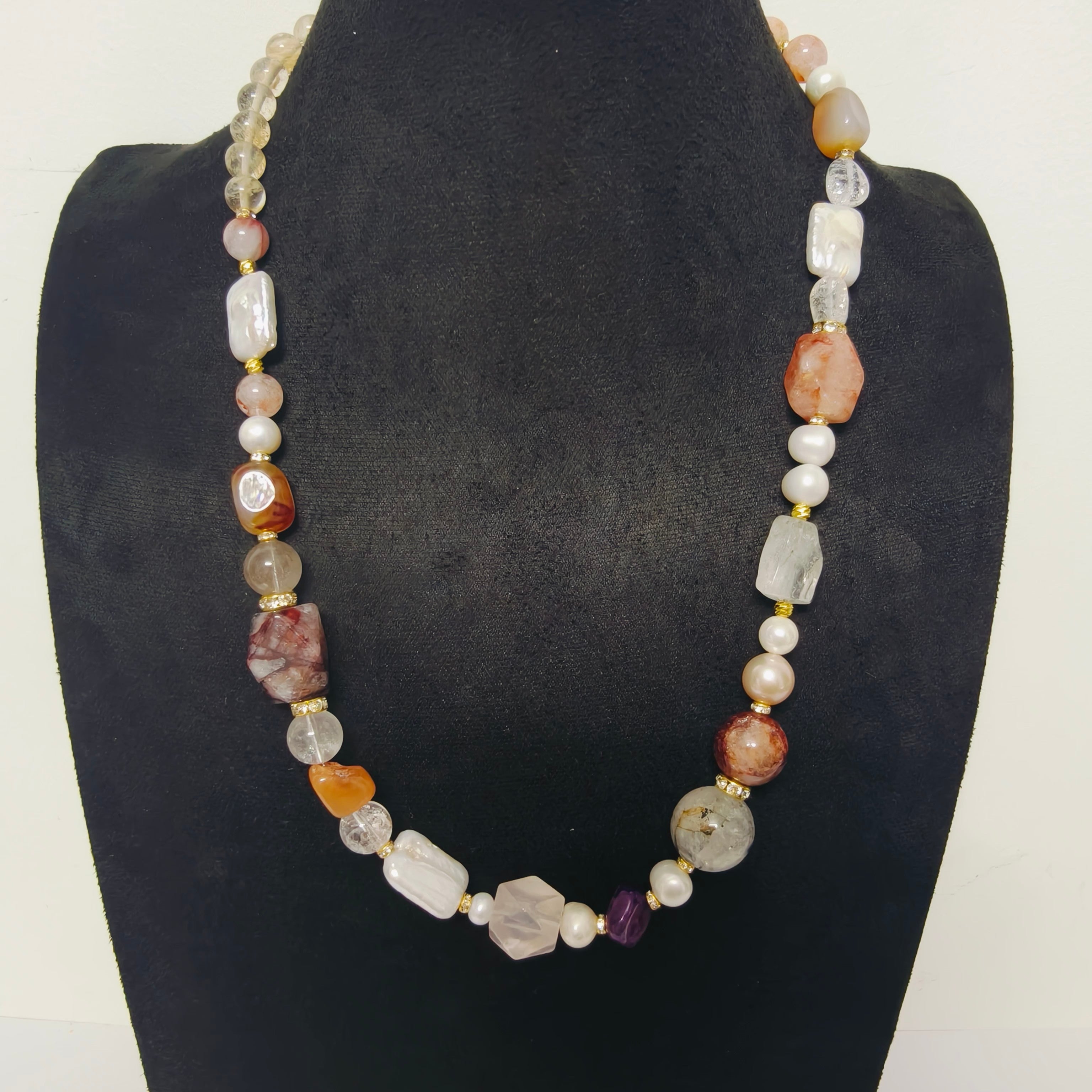 Handmade Premium Crystal Necklace |  Artisan Woven Jewelry with Alloy Accents  | Elegant Sparkling Statement Necklace for Women (MAC345)