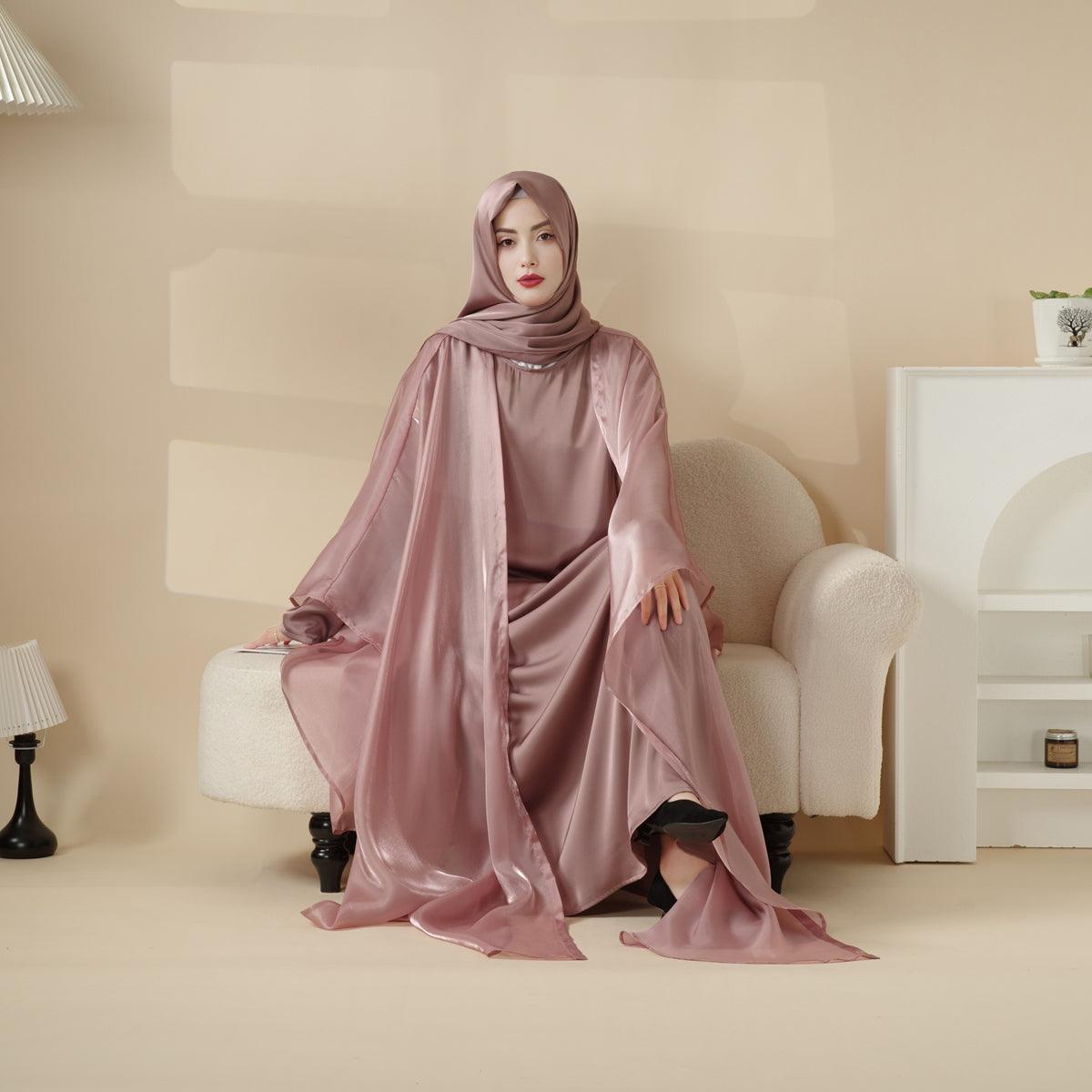 MOA059 Kaftan Organza Abaya 3-Piece Set - Mariam's Collection