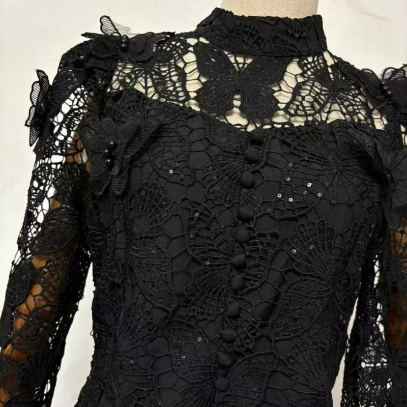 3D Butterfly Lace & Tulle Gown Set(MS223) - Mariam's Collection