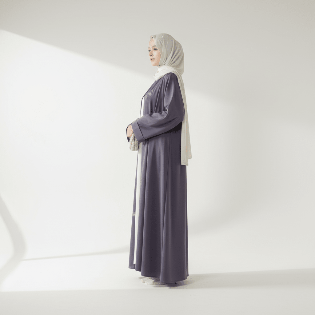 3D Embroidery Abaya With Geometric Beads. 3D Embroidered Open Abaya (MOA085) - Mariam's Collection