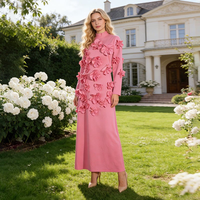 3D Floral Appliqué Maxi Dress(MS356) - Mariam's Collection