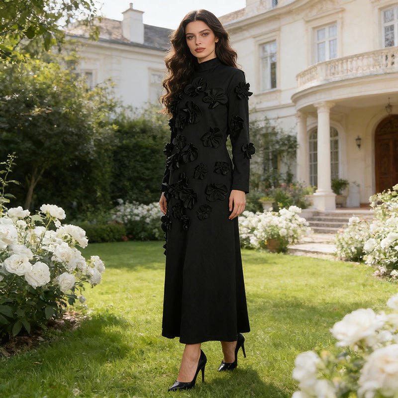 3D Floral Appliqué Maxi Dress(MS356) - Mariam's Collection