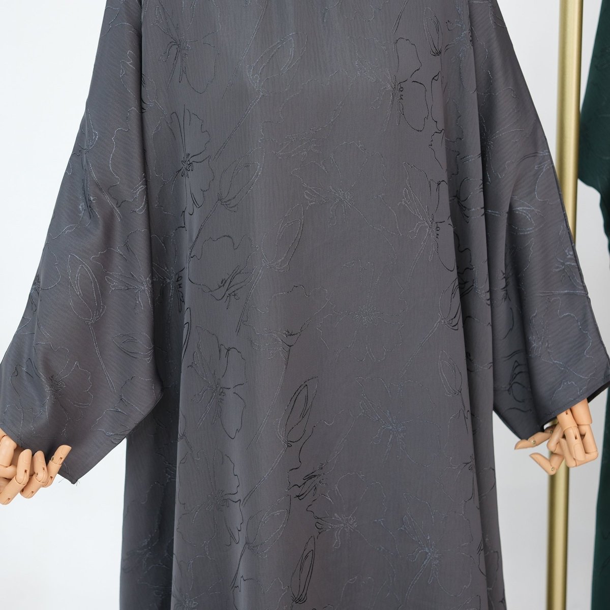 3D Jacquard Woven Satin Abaya (MA138) - Mariam's Collection