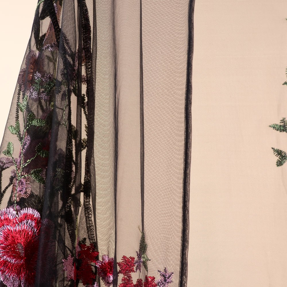 3D - Style Rose Garden Embroidered Open Abaya | Pre Order (MOA275) - Mariam's Collection