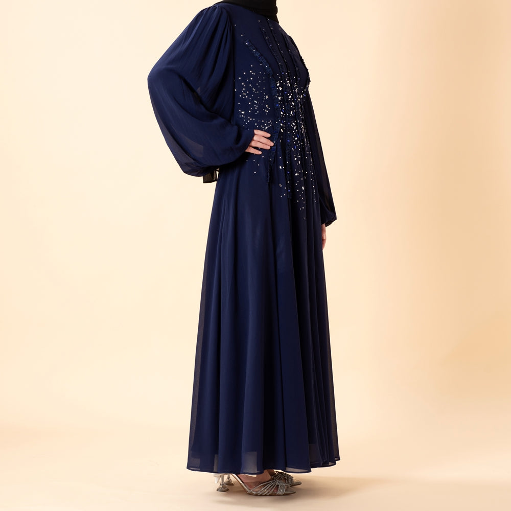 Crystal Hand-Embellished Chiffon Evening Abaya(MA356)