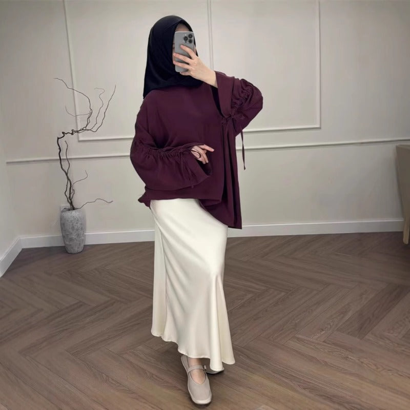 Oversized Tunic & Mermaid Skirt Set | Colorblock Two-Piece Outfit(MS225)