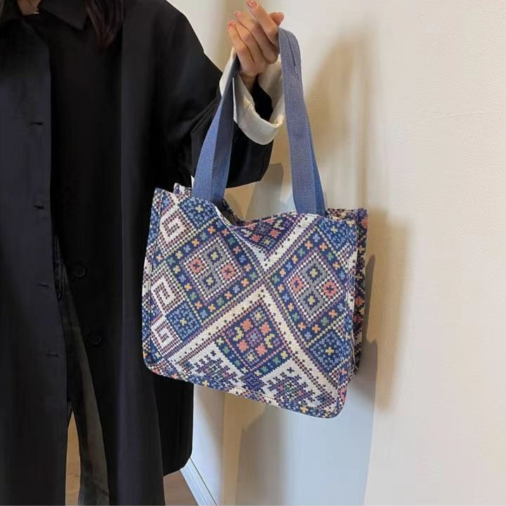 Boho Chic Canvas Tote - Spacious Convertible Bag for Campus & Commute (MAC261)