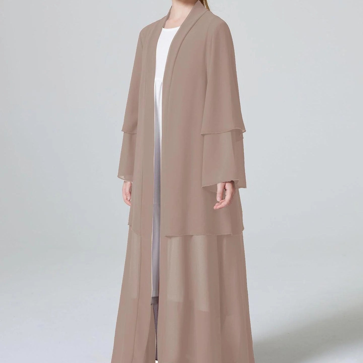 Two Layers Chiffon Girls Open Abaya Kid Abaya(MKG007)