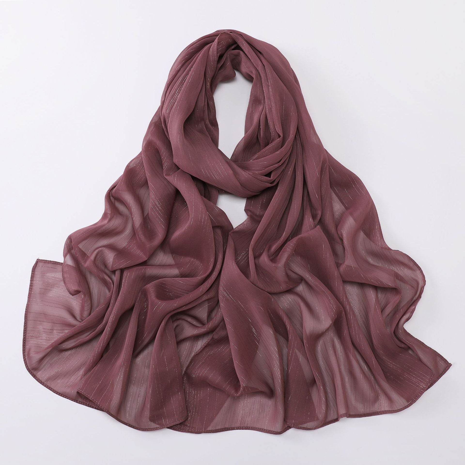 Effortless Grace Scarf Silver Crinkle Chiffon Hijab (MH153)