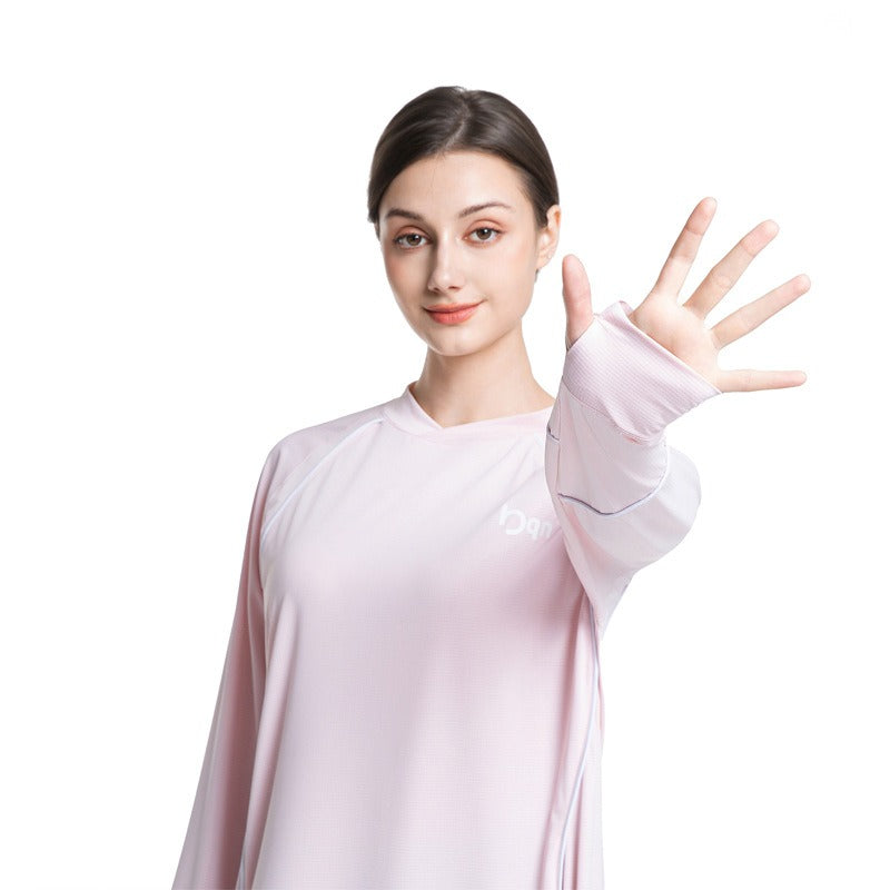 Women's Quick Dry Long Sleeve Modest Workout Top | Polyester Athletic Yoga Tunic with Simple Lines(MS114)