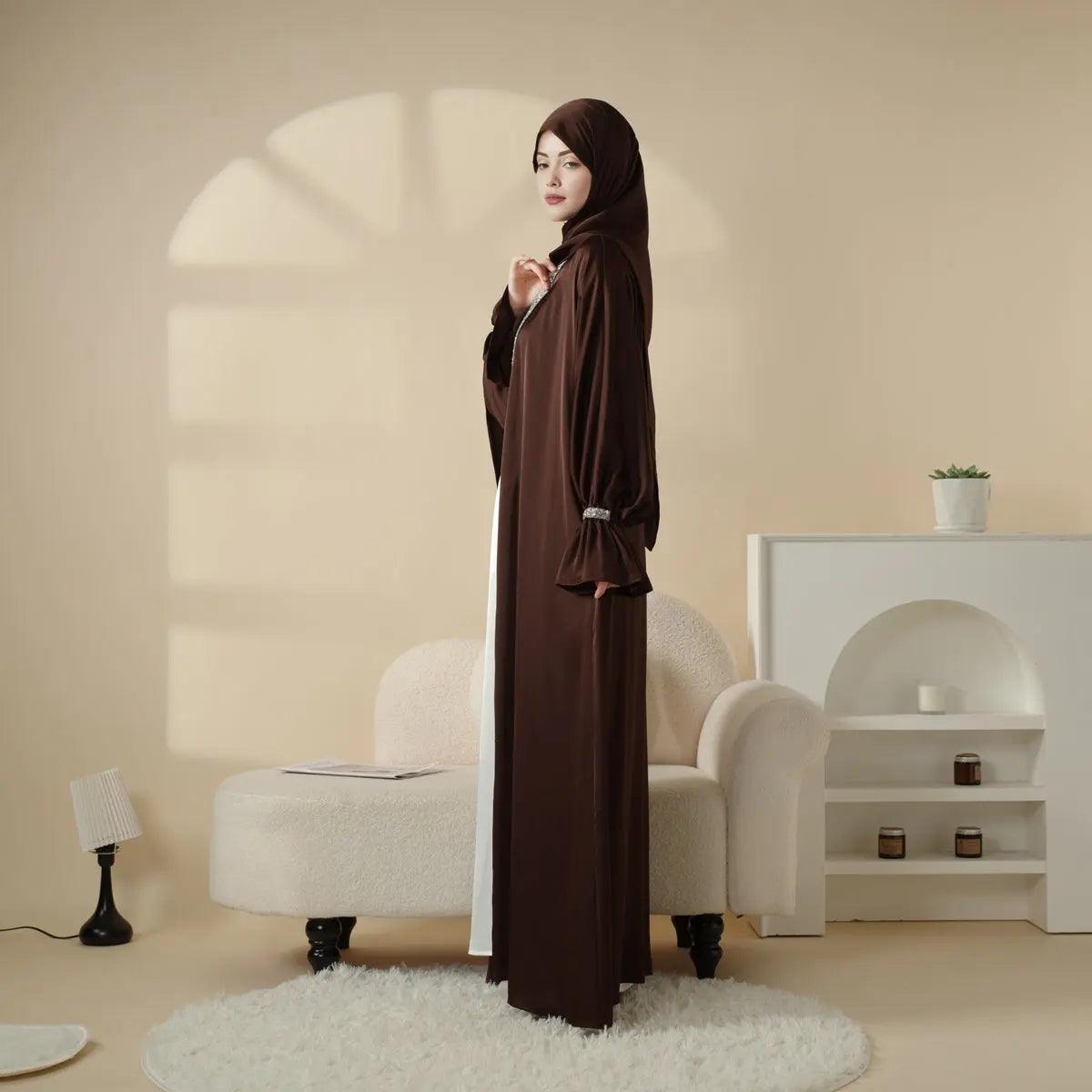 MOA009 Poet Sleeve Satin 4-Piece Abaya Set Mariam's Collection