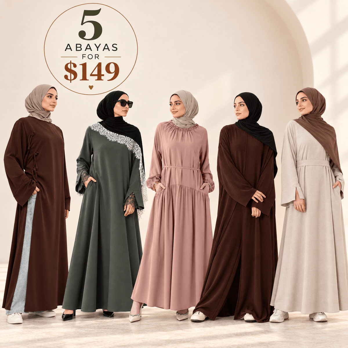 5 Premium Abayas for $149 - Mariam's Collection