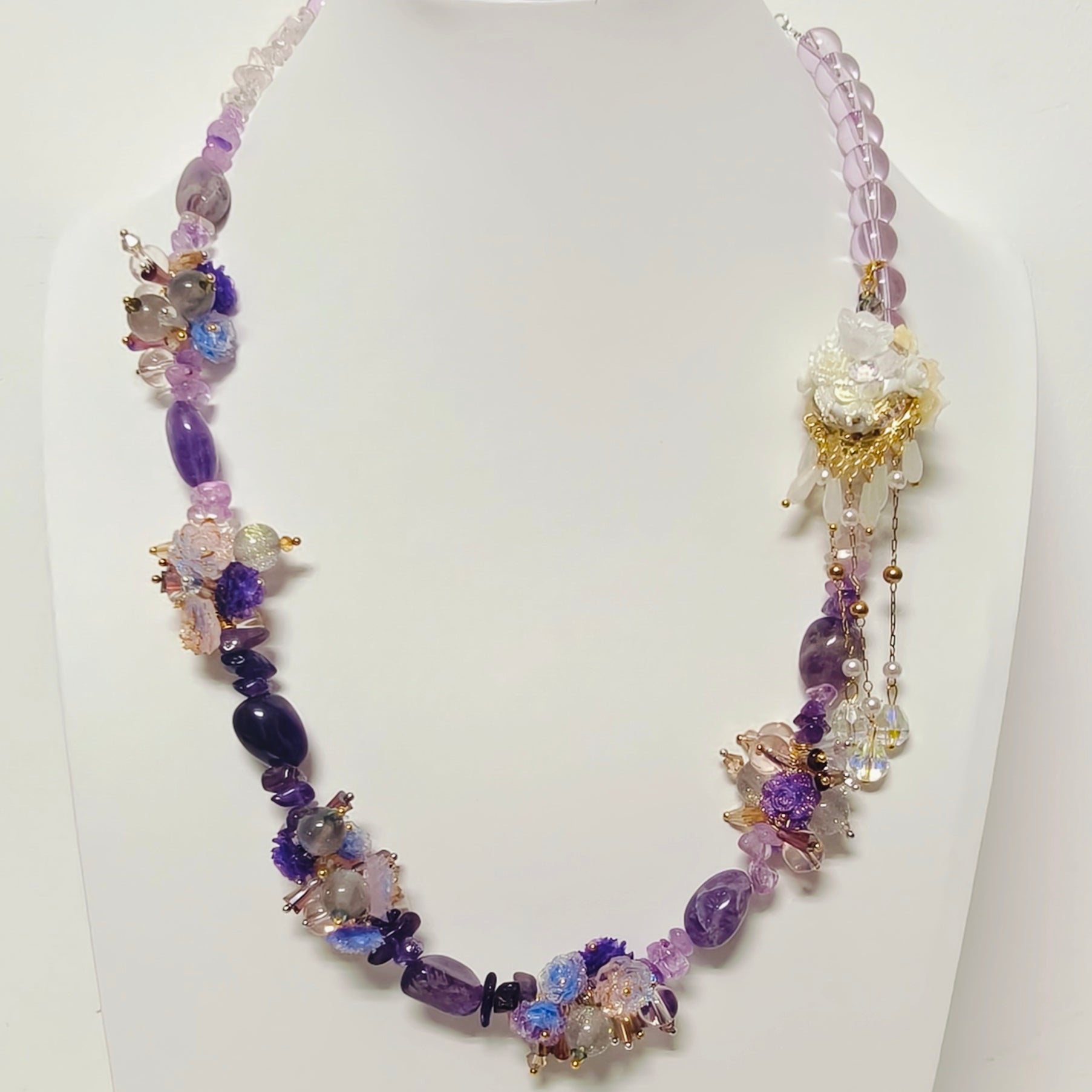 Handmade Premium Crystal Necklace |  Artisan Woven Jewelry with Alloy Accents  | Elegant Sparkling Statement Necklace for Women (MAC345)