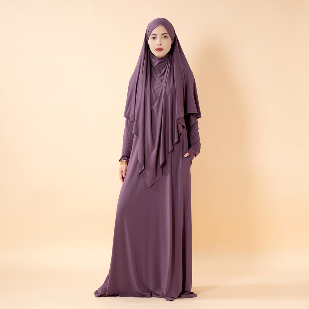 Serenity Veil Set | Premium Lenzing™ Modal Khimar & Dress Two-Piece Set (MK026)