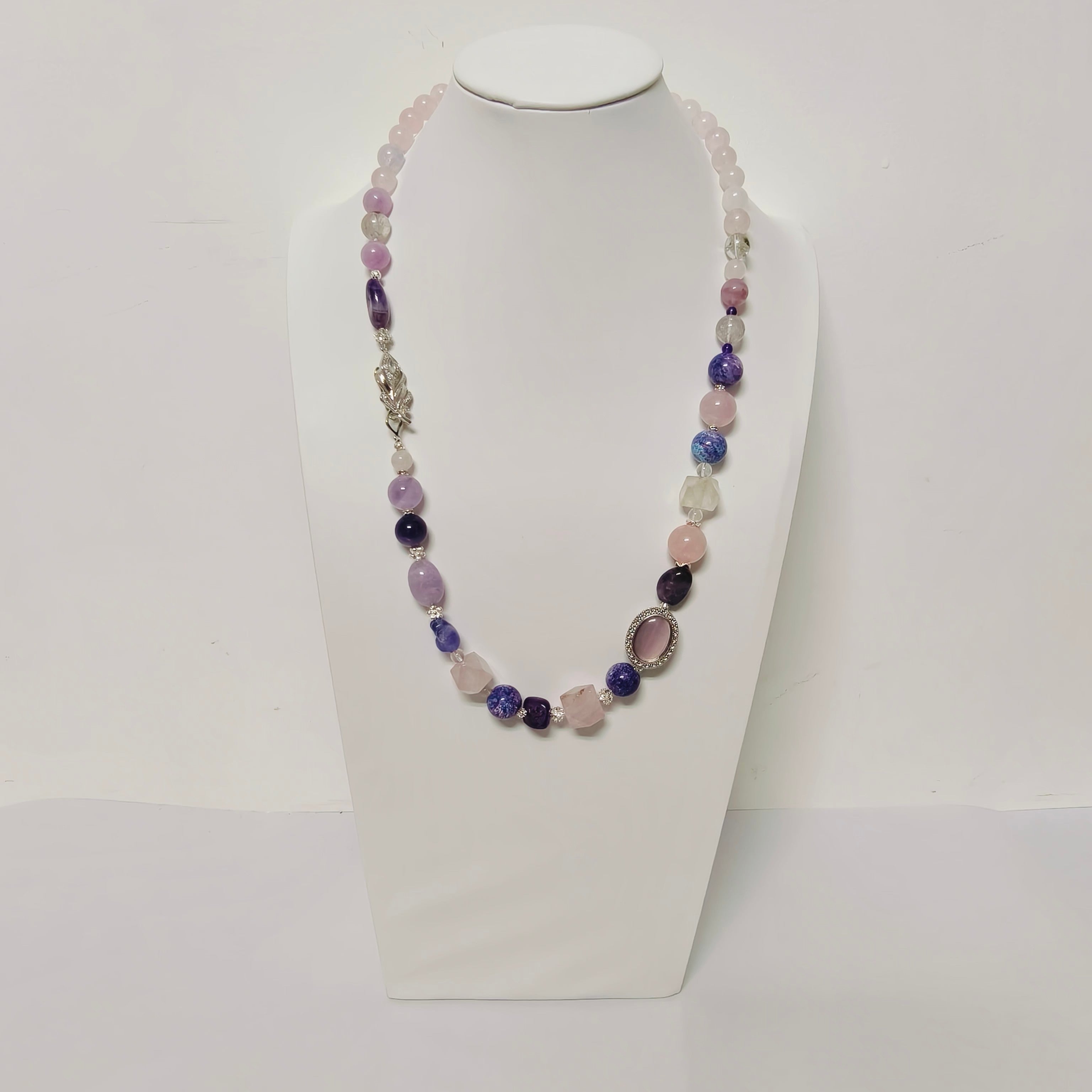 Handmade Premium Crystal Necklace |  Artisan Woven Jewelry with Alloy Accents  | Elegant Sparkling Statement Necklace for Women (MAC345)