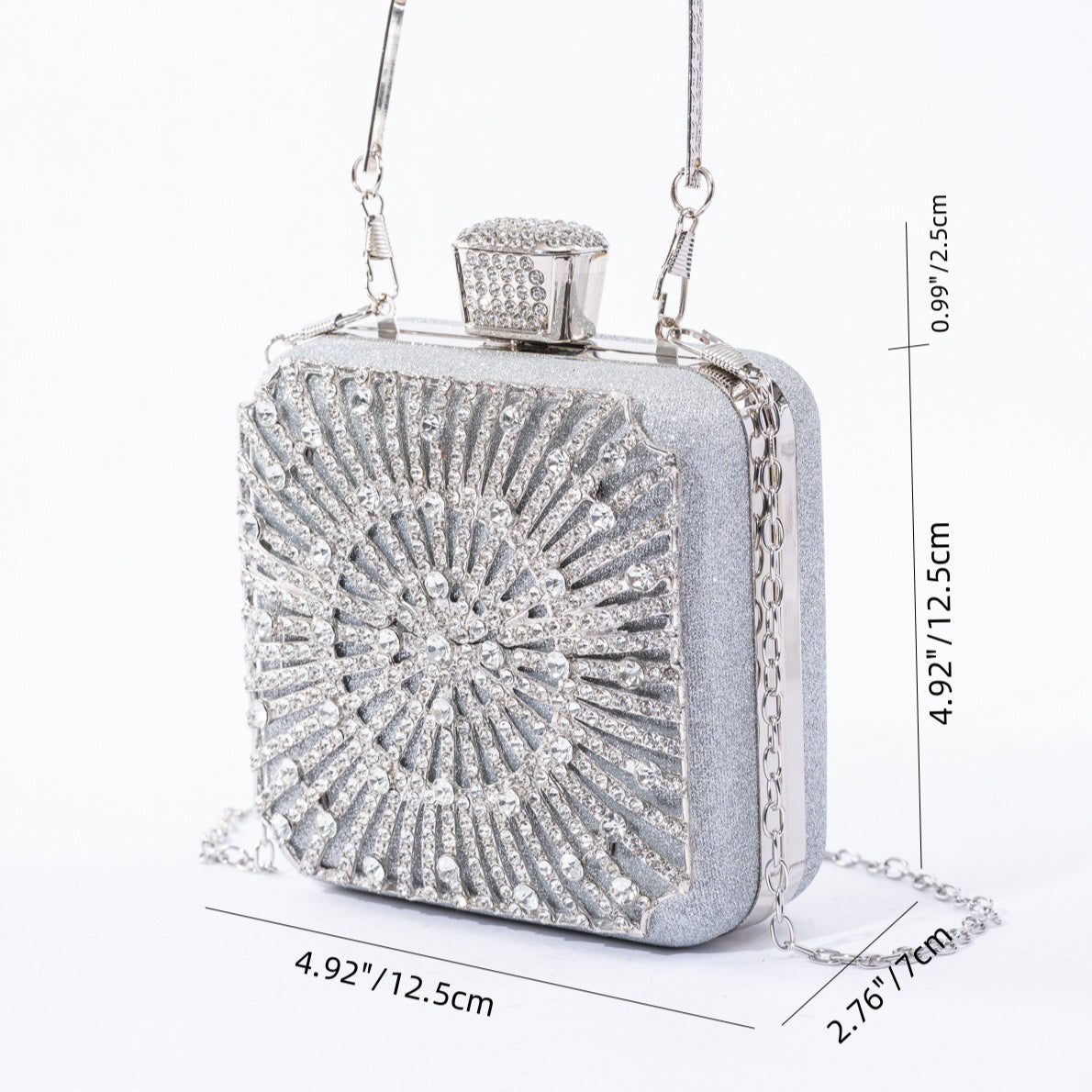Elegance Brilliant Diamond Bag - Handcrafted Evening Box Bag for Soirées & Weddings (MAC269)
