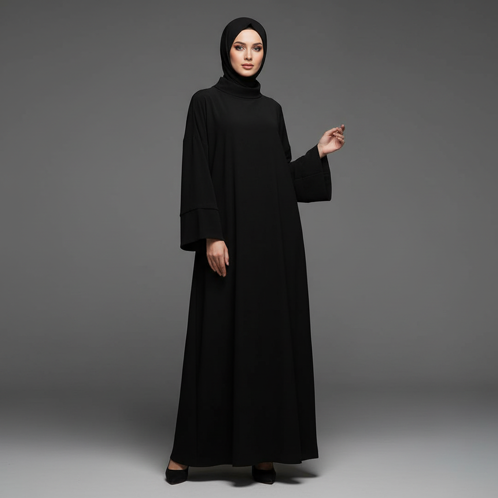 Relaxed Turtleneck Abaya with Pockets(MA383)