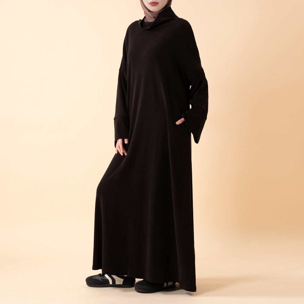 Relaxed Turtleneck Abaya with Pockets(MA383)