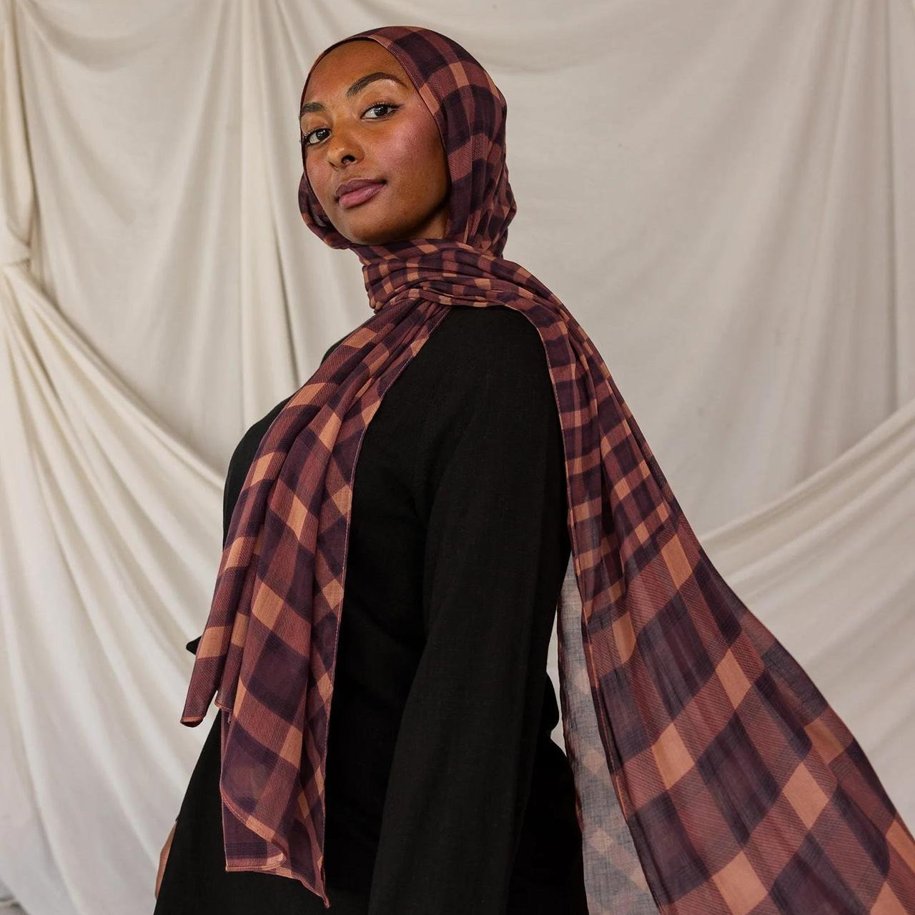 Plaid & Houndstooth Hijab Scarf(MH213)