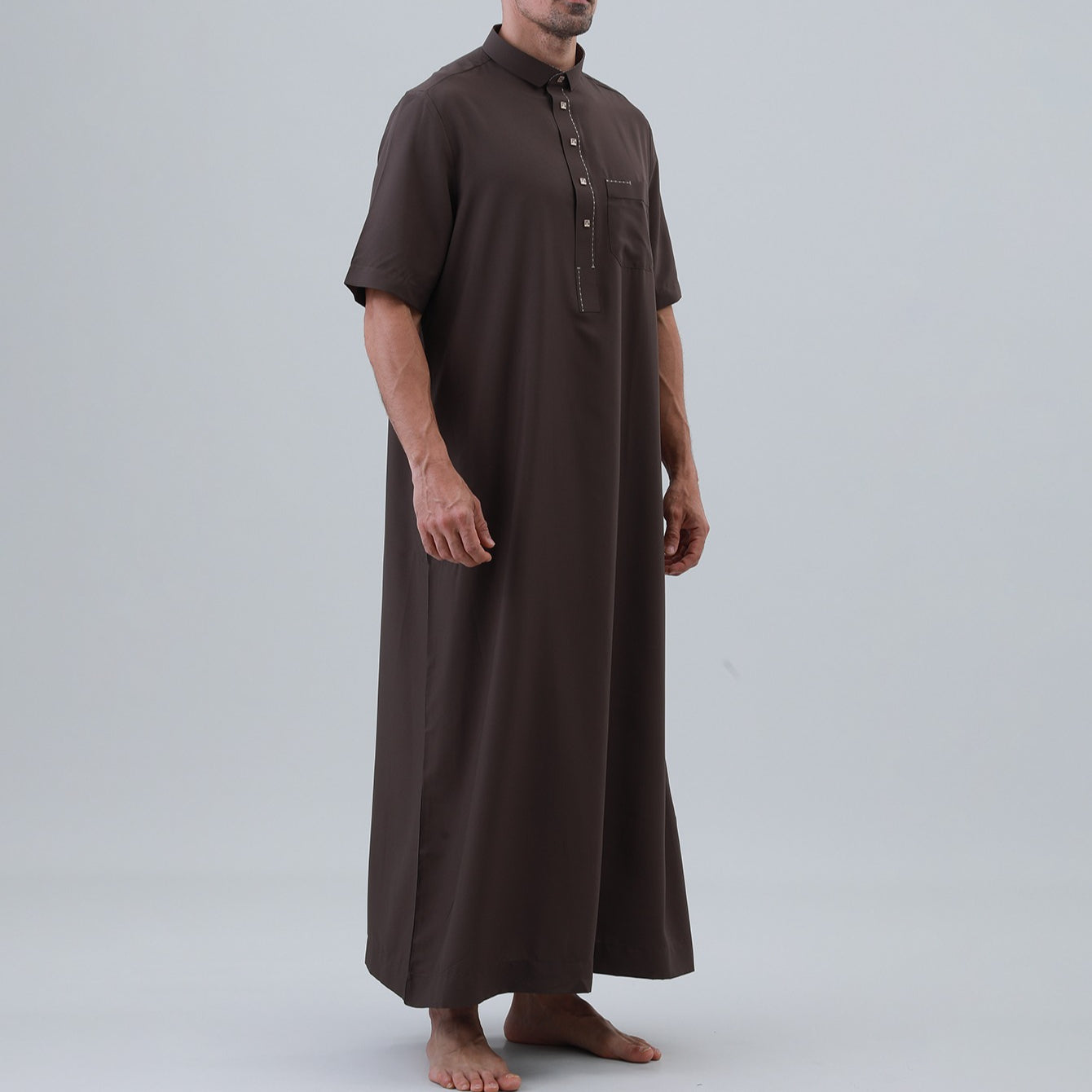 Men's Solid Color Thobe with Button Placket(MT038)