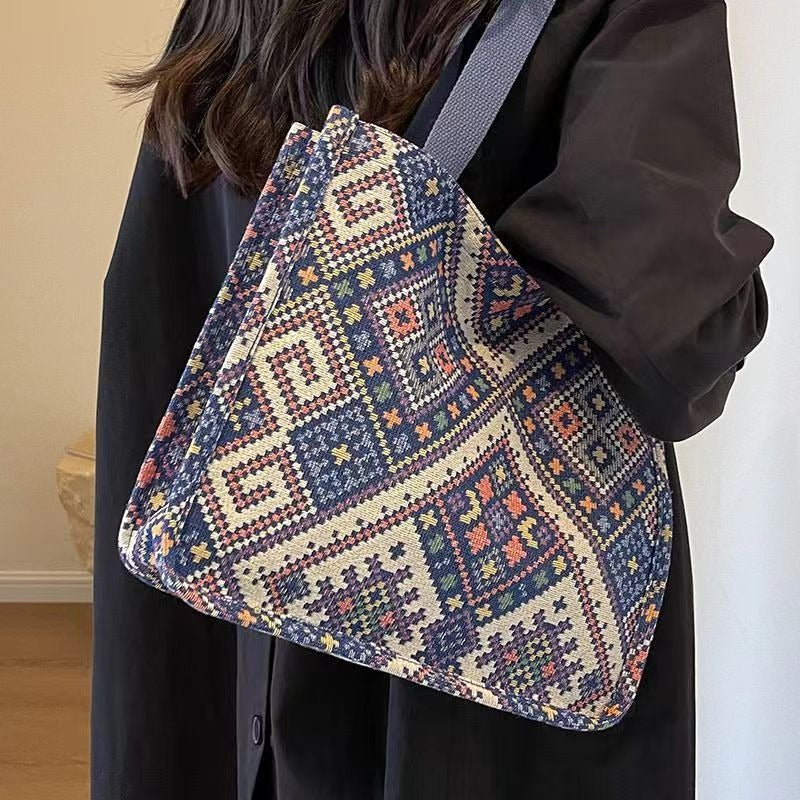Boho Chic Canvas Tote - Spacious Convertible Bag for Campus & Commute (MAC261)