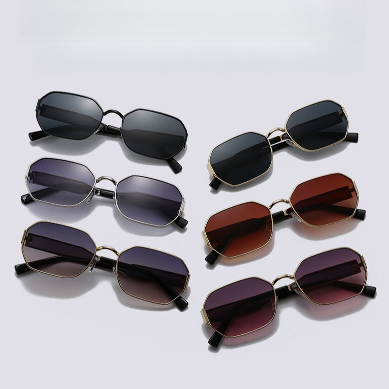Vintage Narrow Frame Sunglasses – Retro Chic Accented Lenses for Women (MAC262)