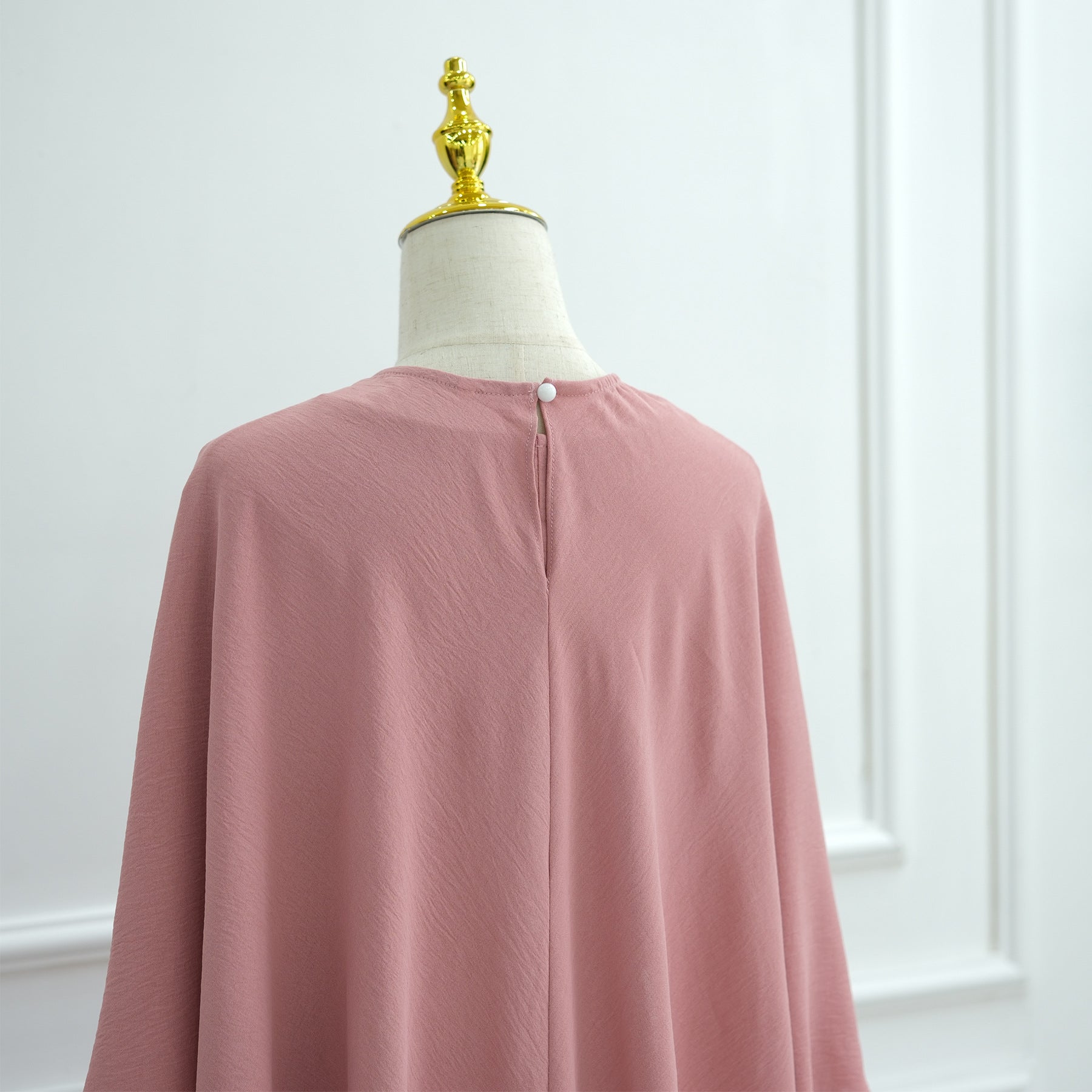 Ice Silk Crinkle Cape Set | 3-Piece Solid Color Abaya with Inner Dress & Belt(MA304)