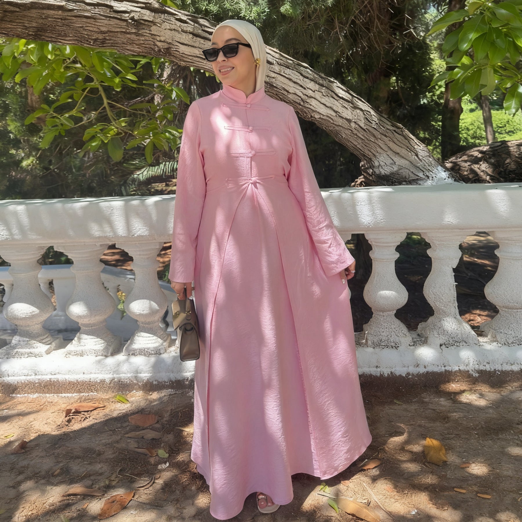 Textured Abaya Set with Tie-Back(MA368)