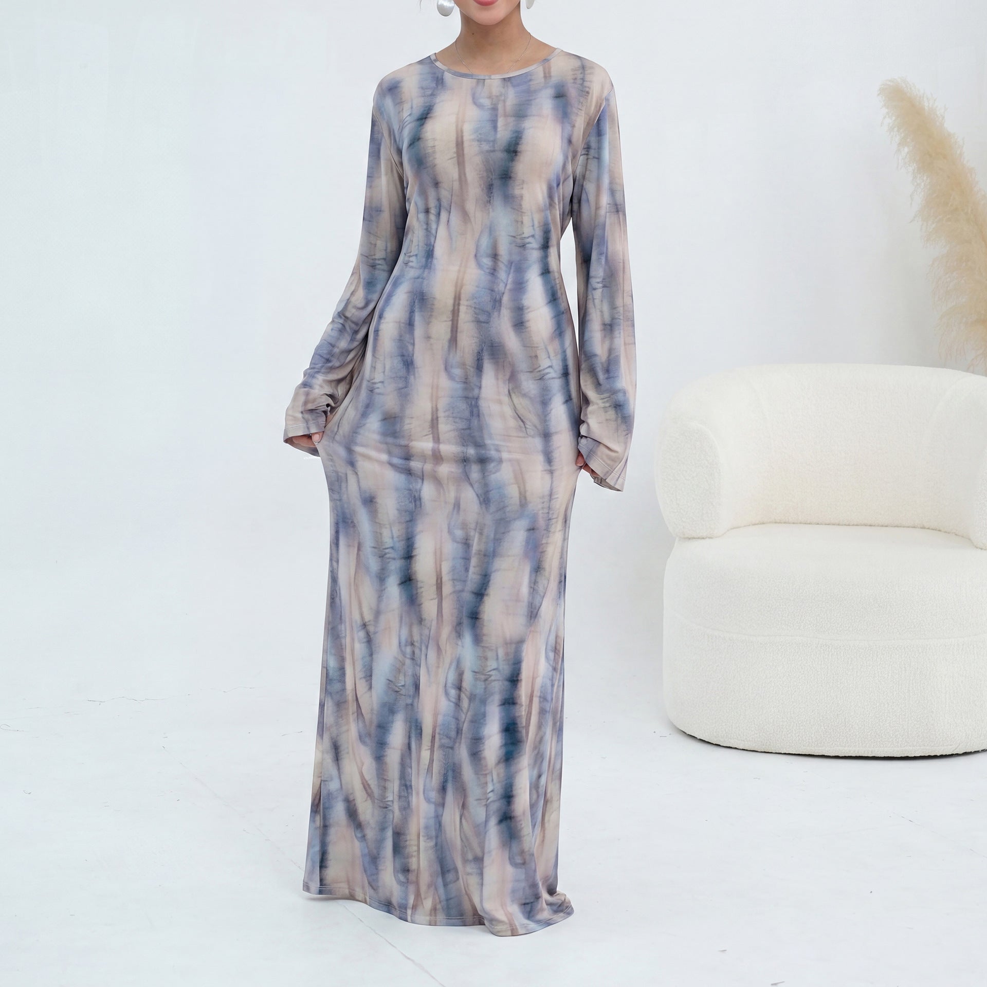 Print Stretch Maxi Dress(MS429)