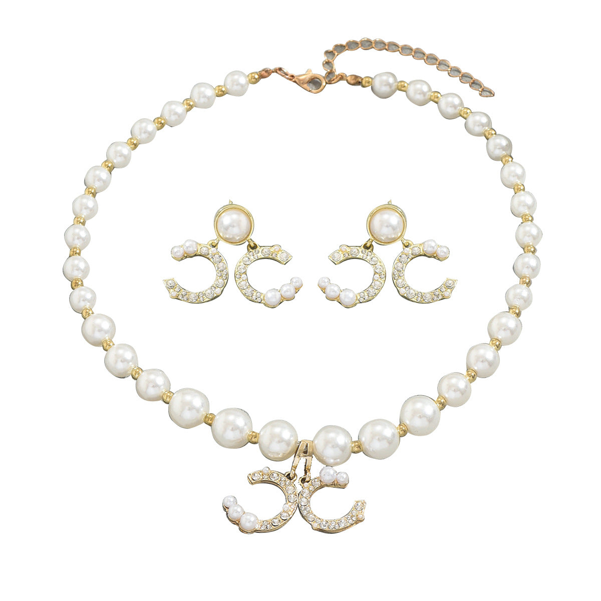 Pearl Necklace & Earring Set Elegant Jewelry Collection (MAC418)