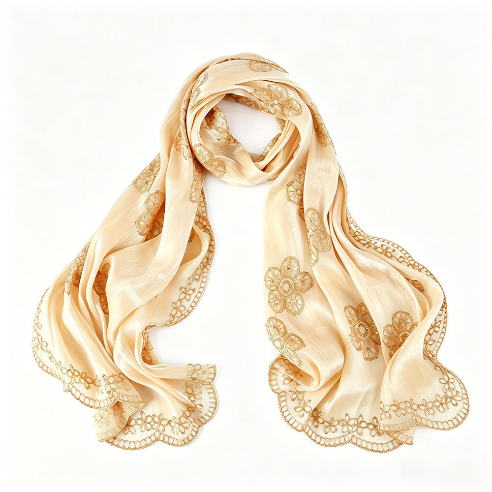 Floral Embroidered Shimmer Hijab Scarf(MH243)