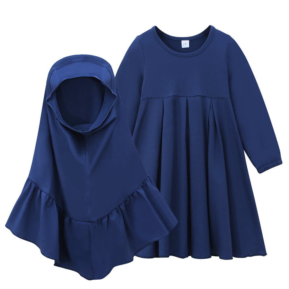 Girls Navy Dress & Hijab Set(MKG024)